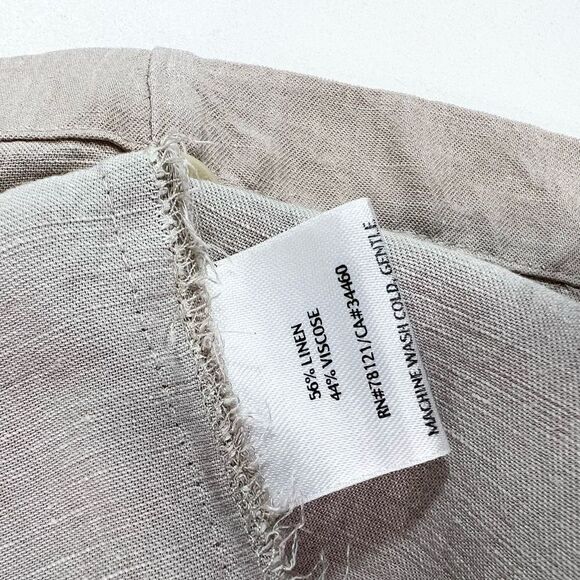 Eileen Fisher Shirt Womens Large Linen blend Cream Pleated Button-Front - Picture 5 of 9